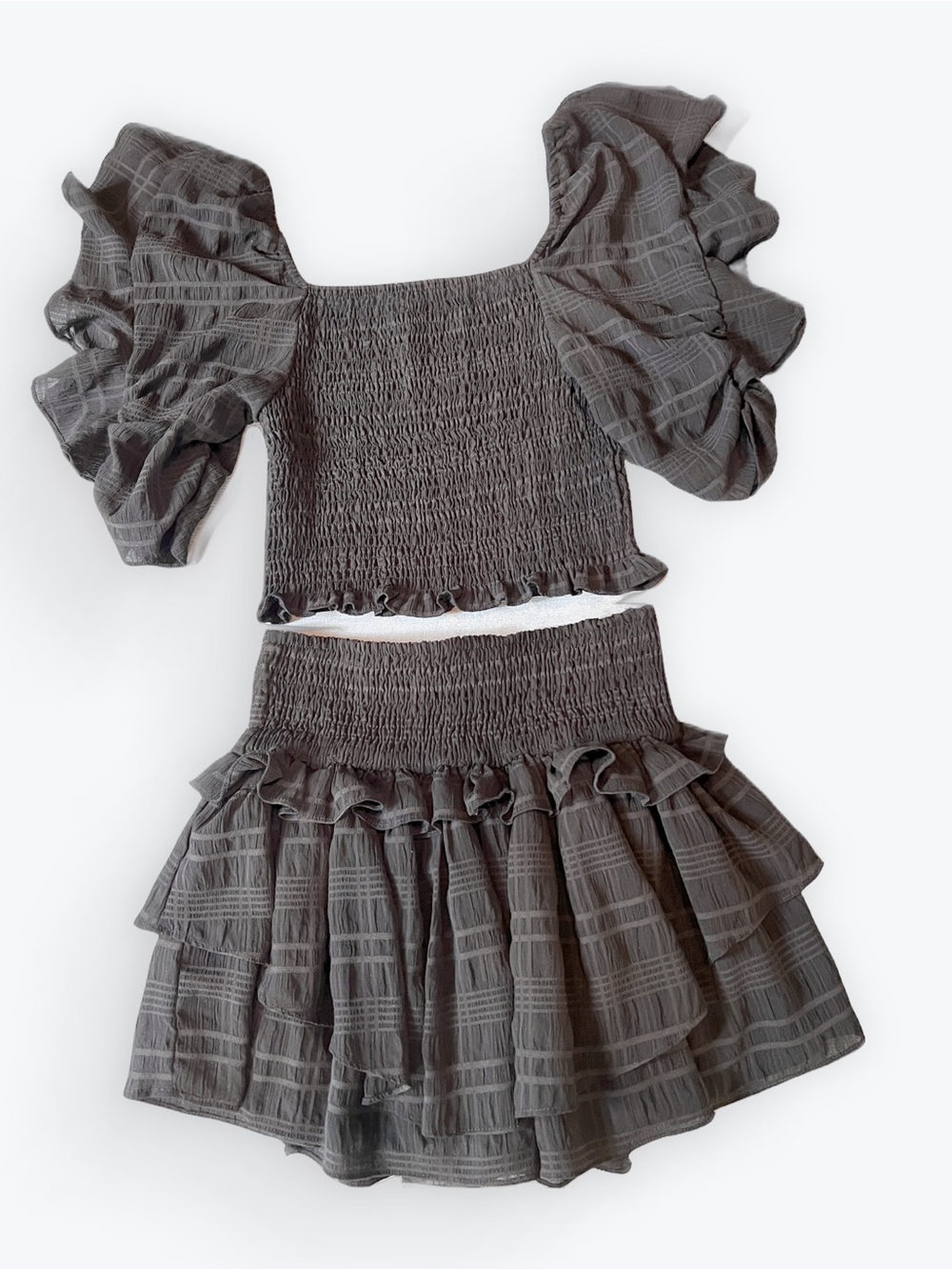 Sketchbook Women's Black Tiered Ruffle Skirt & Top Set, Size Small
